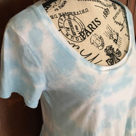 ❤️TIE DYED DAYDREAMER LA RUFFLE BOTTOM TEE T SHIRT CLOUDS - Picture 3 of 13